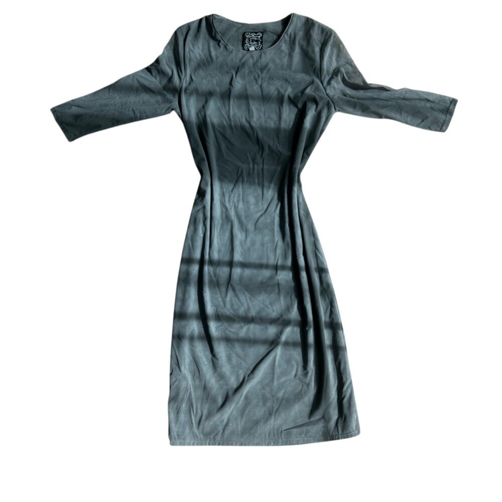 Deadstock NWT Vintage Cynthia Rowley‎ Gray Sheer Pearl Midi Dress
